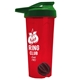 a translucent red tumbler & green lid & black mixing ball endurance shaker tumbler with drink - thru lid and mixing ball