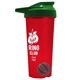 a translucent red tumbler & green lid & gray mixing ball endurance shaker tumbler with drink - thru lid and mixing ball