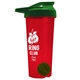 a translucent red tumbler & green lid & green mixing ball endurance shaker tumbler with drink - thru lid and mixing ball