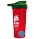 a translucent red tumbler & green lid & cyan mixing ball endurance shaker tumbler with drink - thru lid and mixing ball