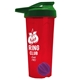 a translucent red tumbler & green lid & violet mixing ball endurance shaker tumbler with drink - thru lid and mixing ball