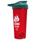 a translucent red tumbler & teal lid & red mixing ball endurance shaker tumbler with drink - thru lid and mixing ball