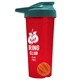 a translucent red tumbler & teal lid & orange mixing ball endurance shaker tumbler with drink - thru lid and mixing ball