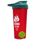 a translucent red tumbler & teal lid & lime green mixing ball endurance shaker tumbler with drink - thru lid and mixing ball