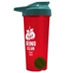 a translucent red tumbler & teal lid & green mixing ball endurance shaker tumbler with drink - thru lid and mixing ball