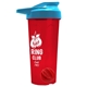 a translucent red tumbler & cyan lid & red mixing ball endurance shaker tumbler with drink - thru lid and mixing ball