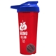 a translucent red tumbler & royal blue lid & gray mixing ball endurance shaker tumbler with drink - thru lid and mixing ball