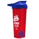 a translucent red tumbler & royal blue lid & violet mixing ball endurance shaker tumbler with drink - thru lid and mixing ball