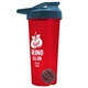 a translucent red tumbler & steel blue lid & gray mixing ball endurance shaker tumbler with drink - thru lid and mixing ball