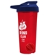 a translucent red tumbler & navy blue lid & red mixing ball endurance shaker tumbler with drink - thru lid and mixing ball