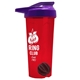 a translucent red tumbler & violet lid & black mixing ball endurance shaker tumbler with drink - thru lid and mixing ball