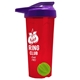 a translucent red tumbler & violet lid & lime green mixing ball endurance shaker tumbler with drink - thru lid and mixing ball