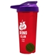 a translucent red tumbler & violet lid & green mixing ball endurance shaker tumbler with drink - thru lid and mixing ball