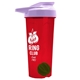 a translucent red tumbler & lilac lid & green mixing ball endurance shaker tumbler with drink - thru lid and mixing ball