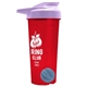 a translucent red tumbler & lilac lid & cyan mixing ball endurance shaker tumbler with drink - thru lid and mixing ball