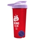 a translucent red tumbler & lilac lid & royal blue mixing ball endurance shaker tumbler with drink - thru lid and mixing ball