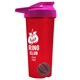 a translucent red tumbler & pink lid & gray mixing ball endurance shaker tumbler with drink - thru lid and mixing ball
