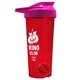 a translucent red tumbler & pink lid & red mixing ball endurance shaker tumbler with drink - thru lid and mixing ball