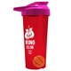 a translucent red tumbler & pink lid & orange mixing ball endurance shaker tumbler with drink - thru lid and mixing ball