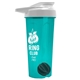a translucent teal tumbler & white lid & black mixing ball endurance shaker tumbler with drink - thru lid and mixing ball