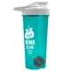 a translucent teal tumbler & white lid & gray mixing ball endurance shaker tumbler with drink - thru lid and mixing ball