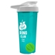 a translucent teal tumbler & white lid & lime green mixing ball endurance shaker tumbler with drink - thru lid and mixing ball