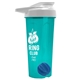 a translucent teal tumbler & white lid & royal blue mixing ball endurance shaker tumbler with drink - thru lid and mixing ball