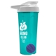 a translucent teal tumbler & white lid & violet mixing ball endurance shaker tumbler with drink - thru lid and mixing ball