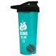 a translucent teal tumbler & black lid & gray mixing ball endurance shaker tumbler with drink - thru lid and mixing ball