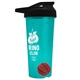a translucent teal tumbler & black lid & red mixing ball endurance shaker tumbler with drink - thru lid and mixing ball