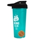 a translucent teal tumbler & black lid & orange mixing ball endurance shaker tumbler with drink - thru lid and mixing ball