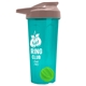 a translucent teal tumbler & mocha mousse lid & lime green mixing ball endurance shaker tumbler with drink - thru lid and mixing ball