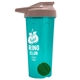 a translucent teal tumbler & mocha mousse lid & green mixing ball endurance shaker tumbler with drink - thru lid and mixing ball