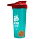 a translucent teal tumbler & red lid & orange mixing ball endurance shaker tumbler with drink - thru lid and mixing ball