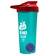 a translucent teal tumbler & red lid & violet mixing ball endurance shaker tumbler with drink - thru lid and mixing ball