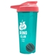 a translucent teal tumbler & salmon lid & gray mixing ball endurance shaker tumbler with drink - thru lid and mixing ball