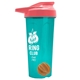 a translucent teal tumbler & salmon lid & orange mixing ball endurance shaker tumbler with drink - thru lid and mixing ball