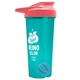 a translucent teal tumbler & salmon lid & cyan mixing ball endurance shaker tumbler with drink - thru lid and mixing ball