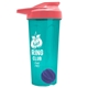 a translucent teal tumbler & salmon lid & violet mixing ball endurance shaker tumbler with drink - thru lid and mixing ball