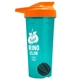 a translucent teal tumbler & orange lid & black mixing ball endurance shaker tumbler with drink - thru lid and mixing ball