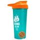 a translucent teal tumbler & orange lid & orange mixing ball endurance shaker tumbler with drink - thru lid and mixing ball