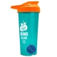 a translucent teal tumbler & orange lid & royal blue mixing ball endurance shaker tumbler with drink - thru lid and mixing ball