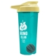 a translucent teal tumbler & pastel yellow lid & gray mixing ball endurance shaker tumbler with drink - thru lid and mixing ball