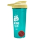 a translucent teal tumbler & pastel yellow lid & red mixing ball endurance shaker tumbler with drink - thru lid and mixing ball