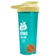 a translucent teal tumbler & pastel yellow lid & orange mixing ball endurance shaker tumbler with drink - thru lid and mixing ball
