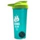 a translucent teal tumbler & lime green lid & black mixing ball endurance shaker tumbler with drink - thru lid and mixing ball