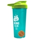 a translucent teal tumbler & lime green lid & orange mixing ball endurance shaker tumbler with drink - thru lid and mixing ball