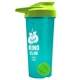 a translucent teal tumbler & lime green lid & lime green mixing ball endurance shaker tumbler with drink - thru lid and mixing ball