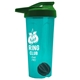 a translucent teal tumbler & green lid & black mixing ball endurance shaker tumbler with drink - thru lid and mixing ball