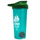 a translucent teal tumbler & green lid & gray mixing ball endurance shaker tumbler with drink - thru lid and mixing ball